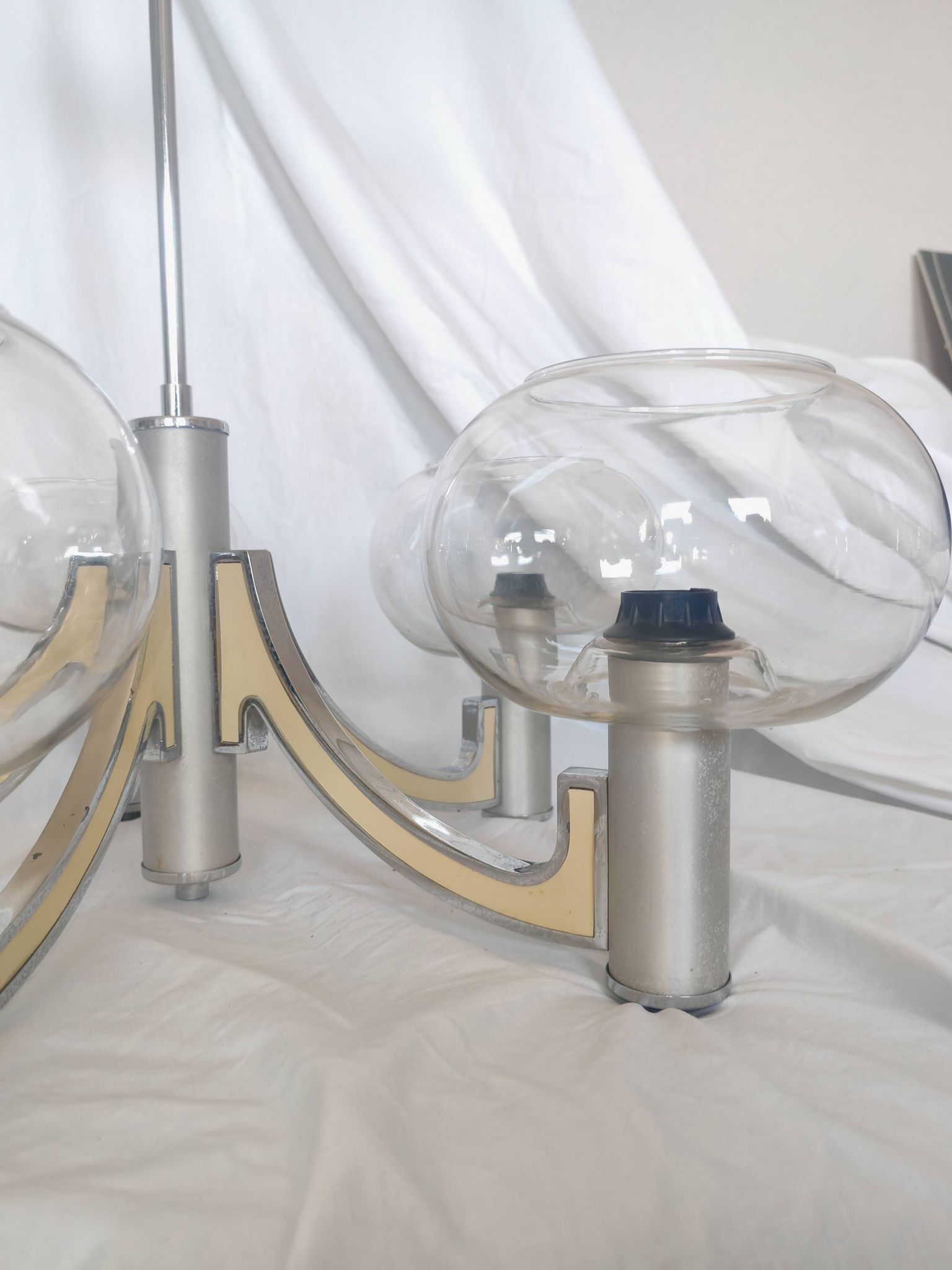 5-branched chandelier by Sciolari, Italy, space age, 1970
