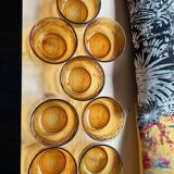 Amber bowls Lever France and amber yellow plates