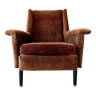 Fauteuil mid century avec rembourrage marron