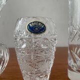 Trio of vintage Bohemian crystal vases