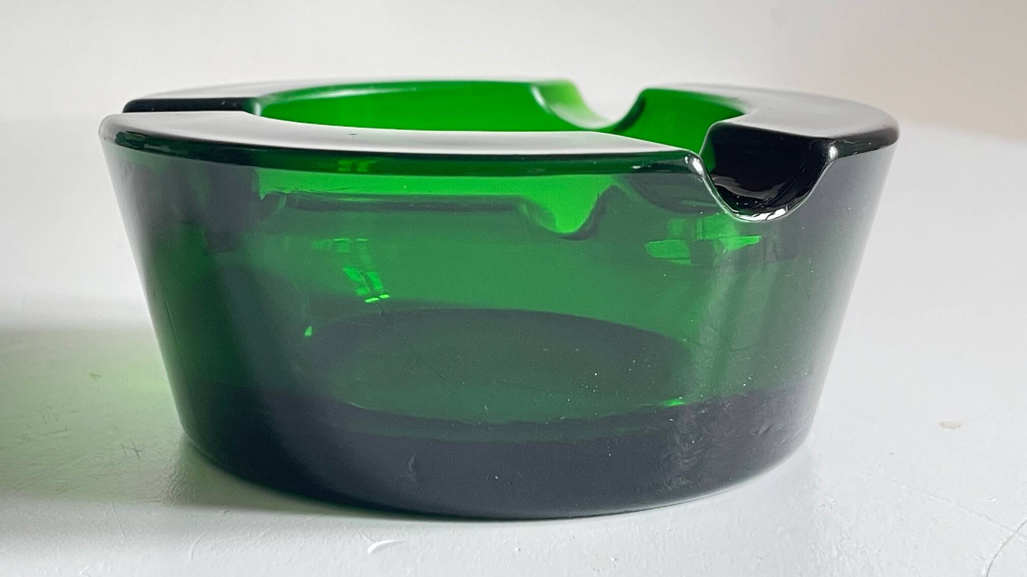 ASH TRAY Green Glass Vintage