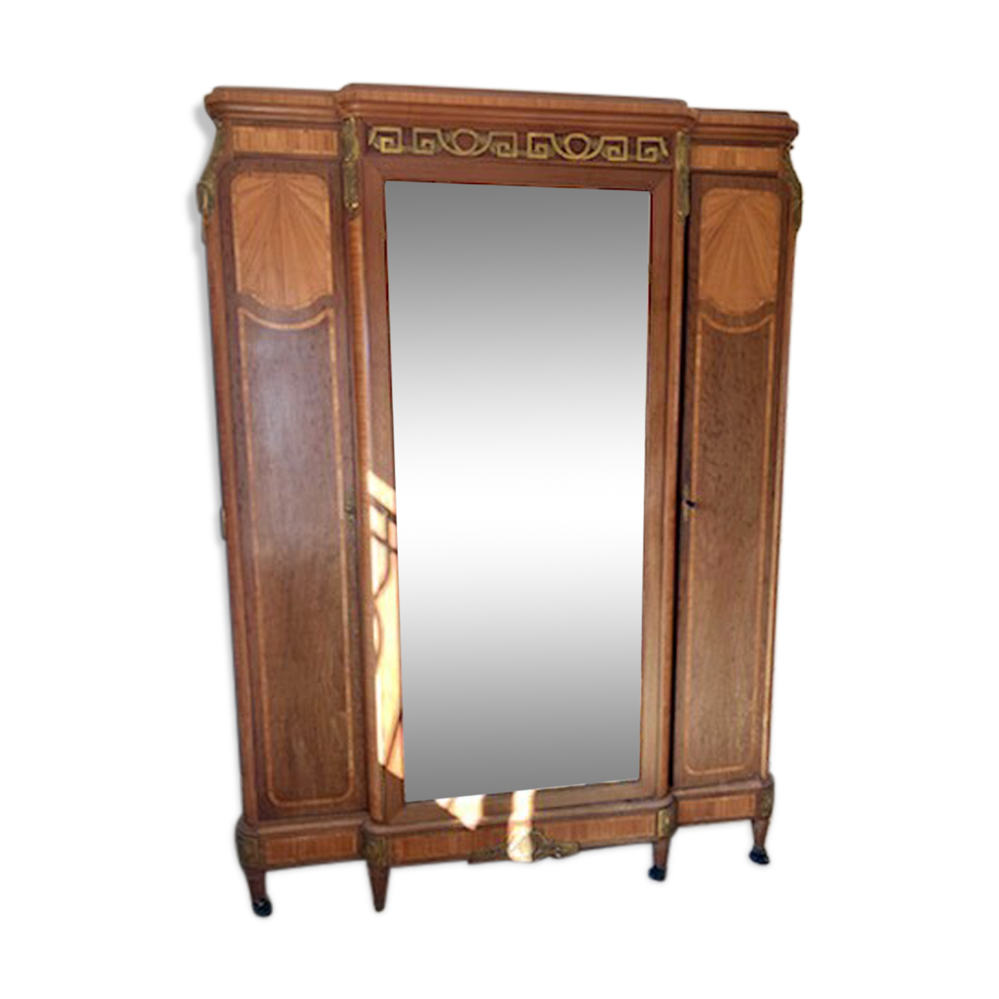 Armoire à glace art deco marqueterie et bronze 3 portes circa 1920