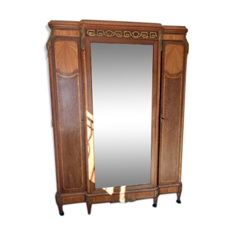 Art deco inlaid and bronze 3-door wardrobe circa 1920