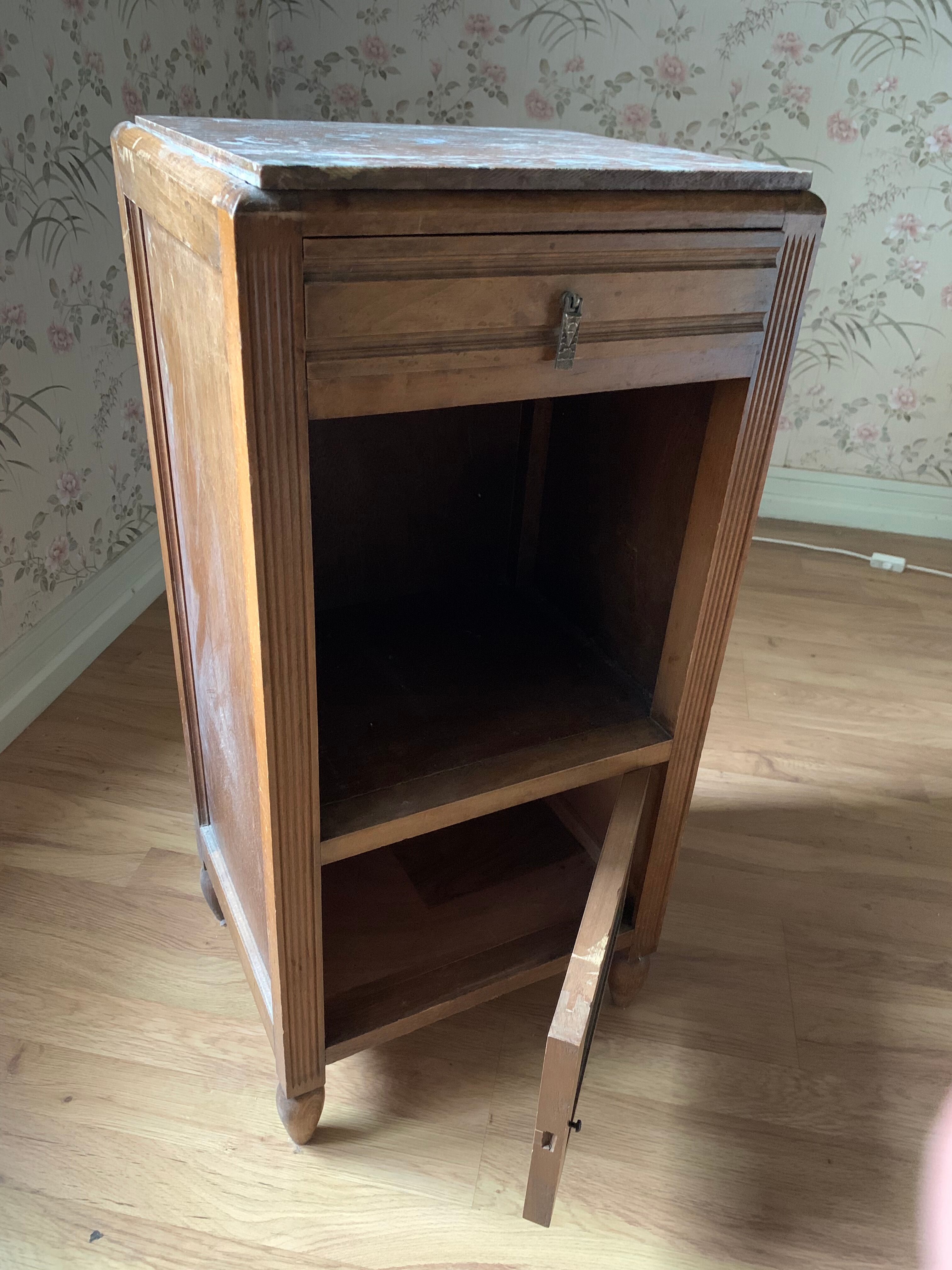Old bedside wood and marble