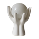 Lampe main ceramique globe opaline