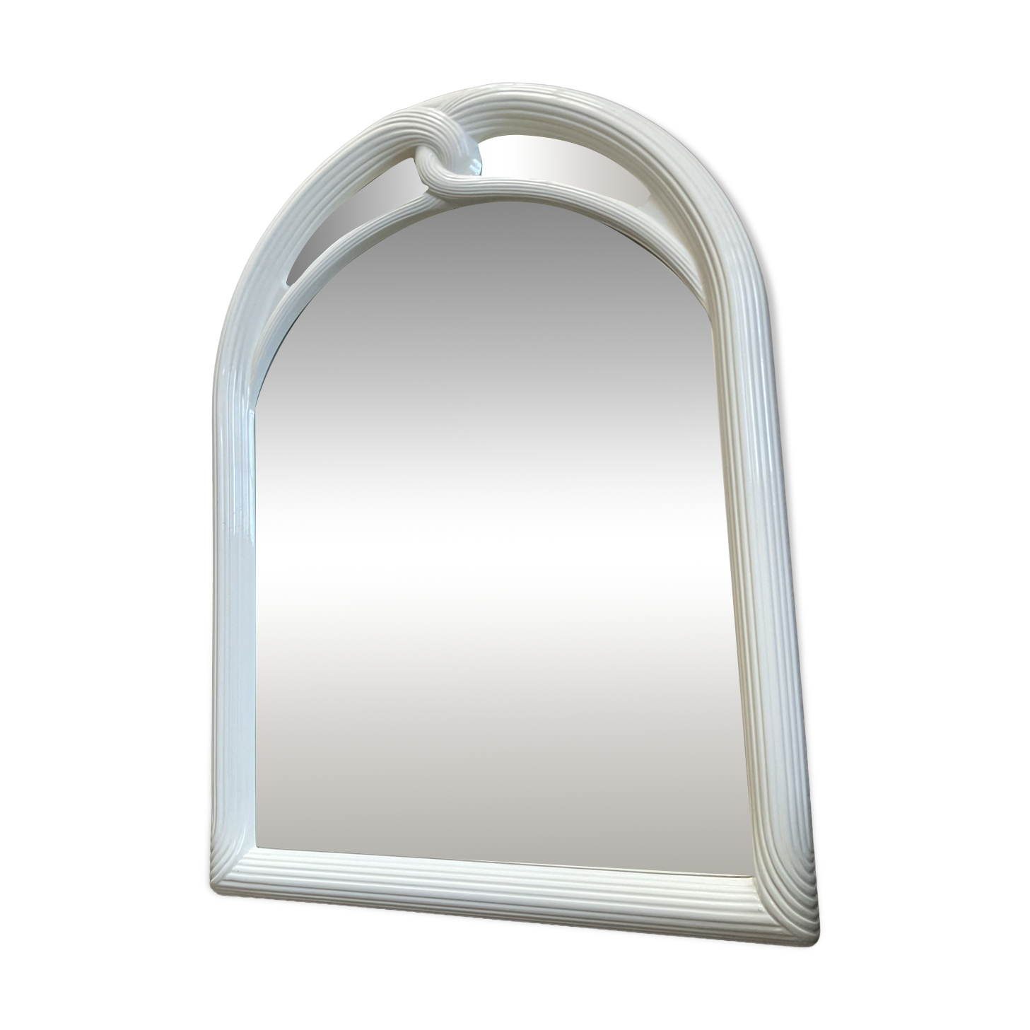 Vintage Art Deco style mirror in stained white wood.