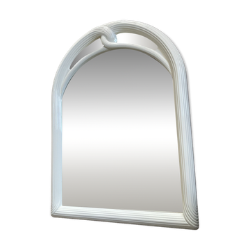 Vintage Art Deco style mirror in stained white wood.