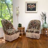 Pair of antique tapestry toad armchairs