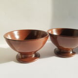 Set of 3 vintage ceramic arts brown piedouche bowls