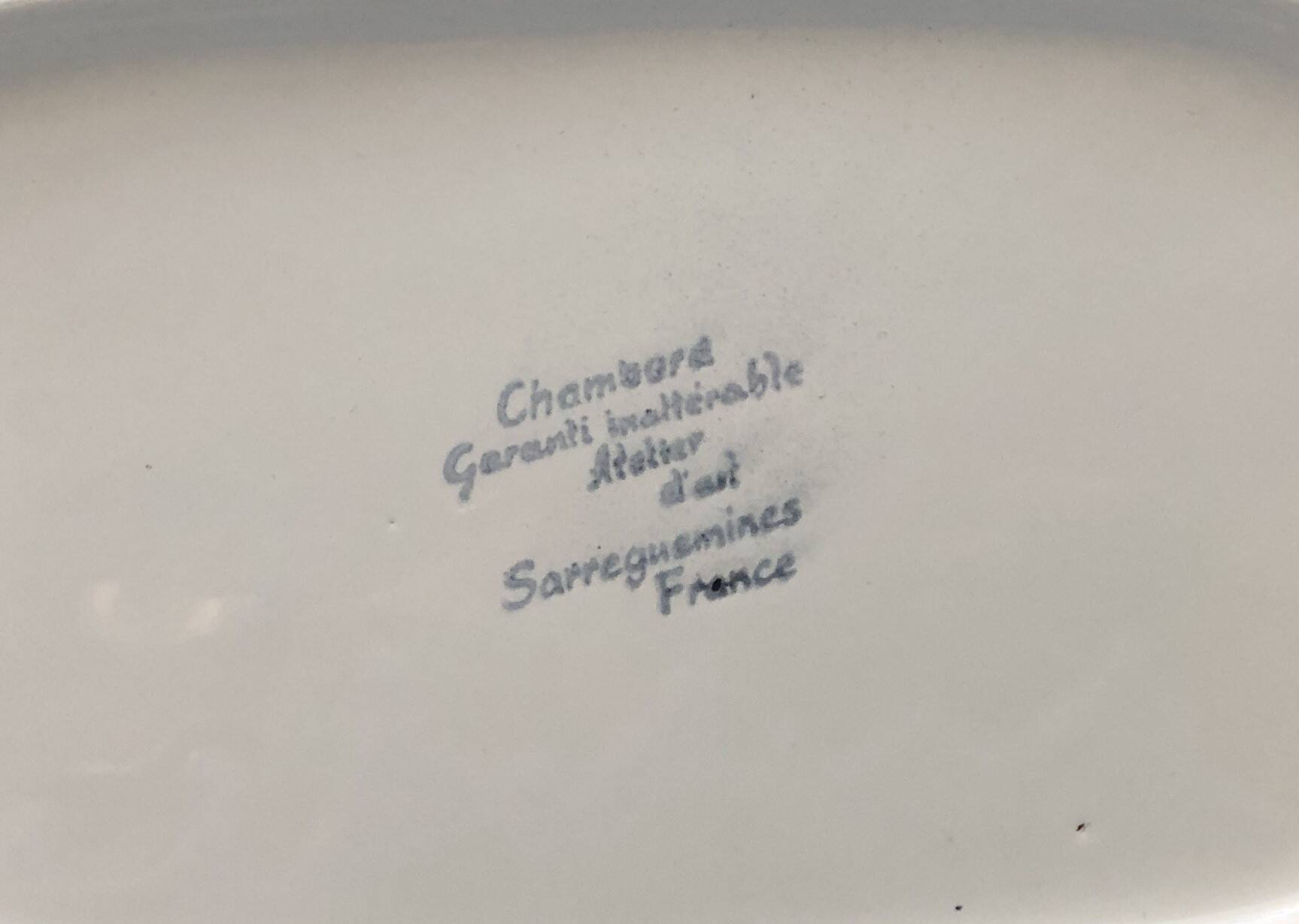 Rectangular dish with gadroons stamped Sarreguemines France, Chambord model