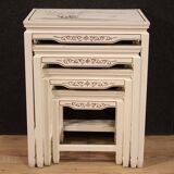 Four lacquered and painted living room coffee tables