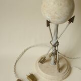 Globe and arrows lamp - stone and metal - beige grey gold