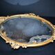 Antique mirror tray Centerpiece mainly in bronze and mercury glass