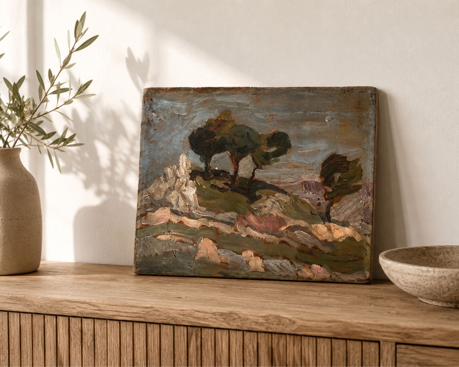 Oil on panel, Provençal landscape, circa 1930-1950