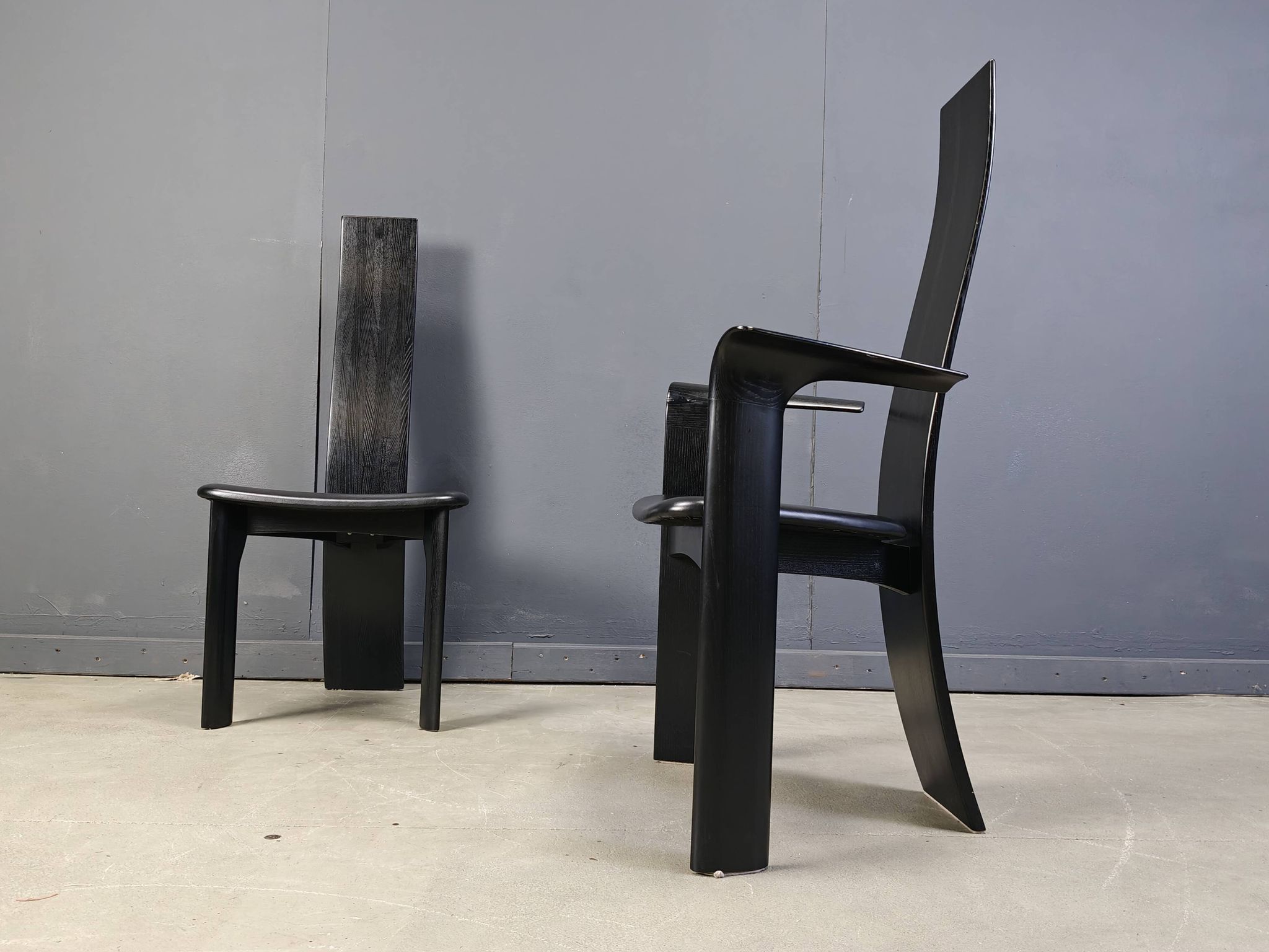 Set of 6 belgian high back dining chairs, 1980s