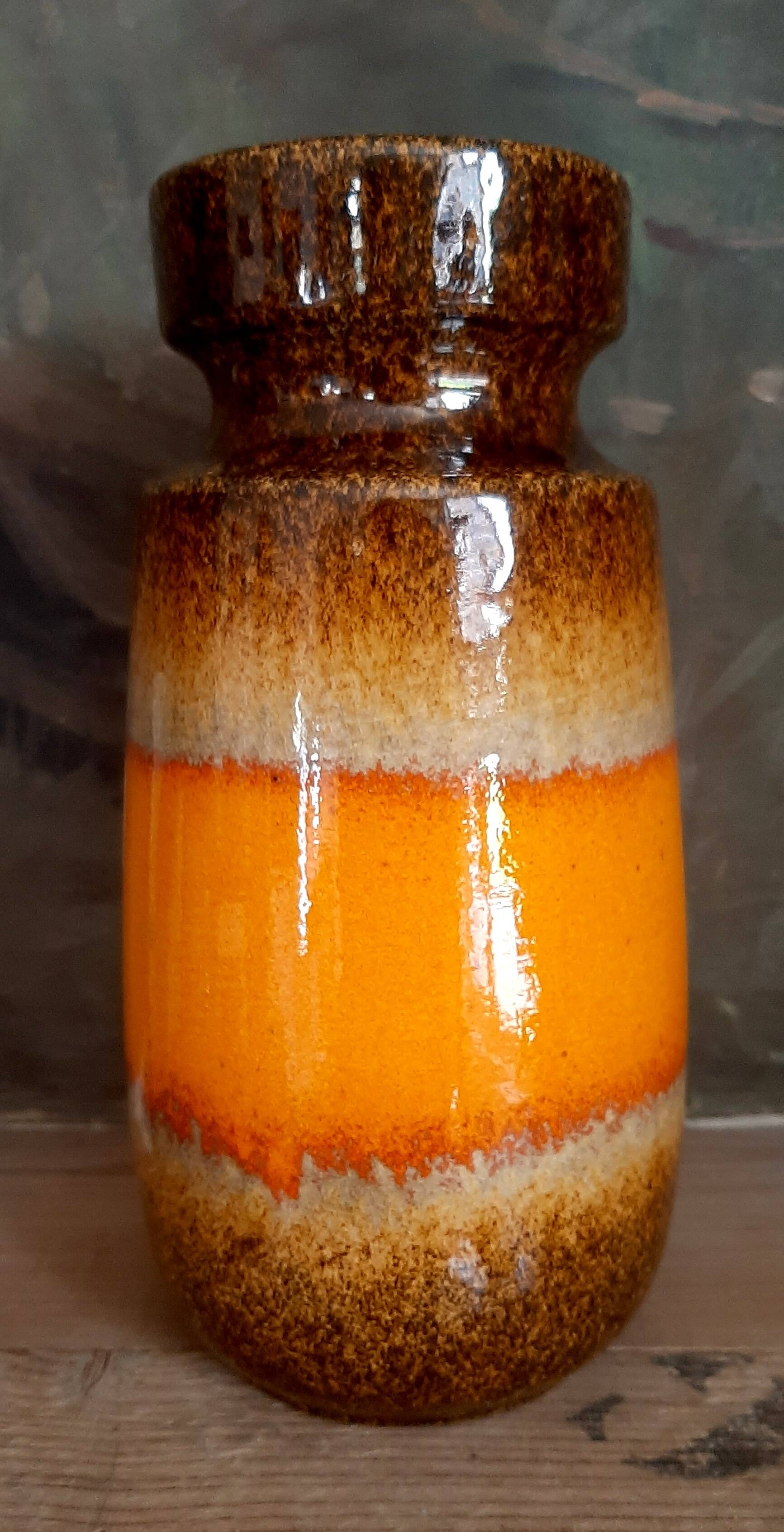 Vase Orange et Marron Vintage West Germany