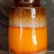 Vase Orange et Marron Vintage West Germany