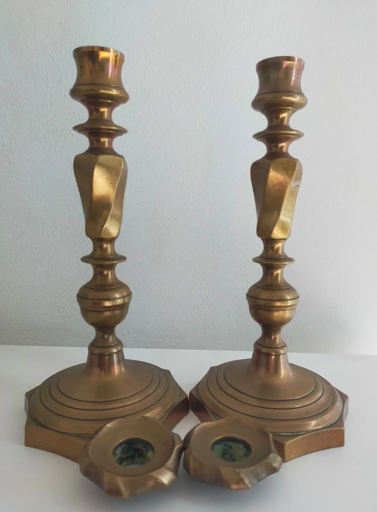 Pair of bronze candlestick holders from the 19th century
