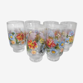 Set de 6 verres à fleurs à orangeade