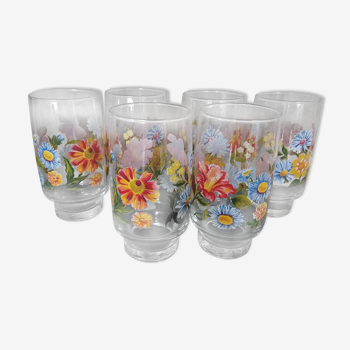 Set of 6 orangeade flower glasses