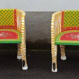 Paire de fauteuils en bois apparence "tigre"