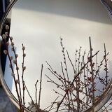 Hammered metal round mirror