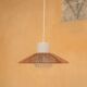 Suspension vintage en verre et en rotin