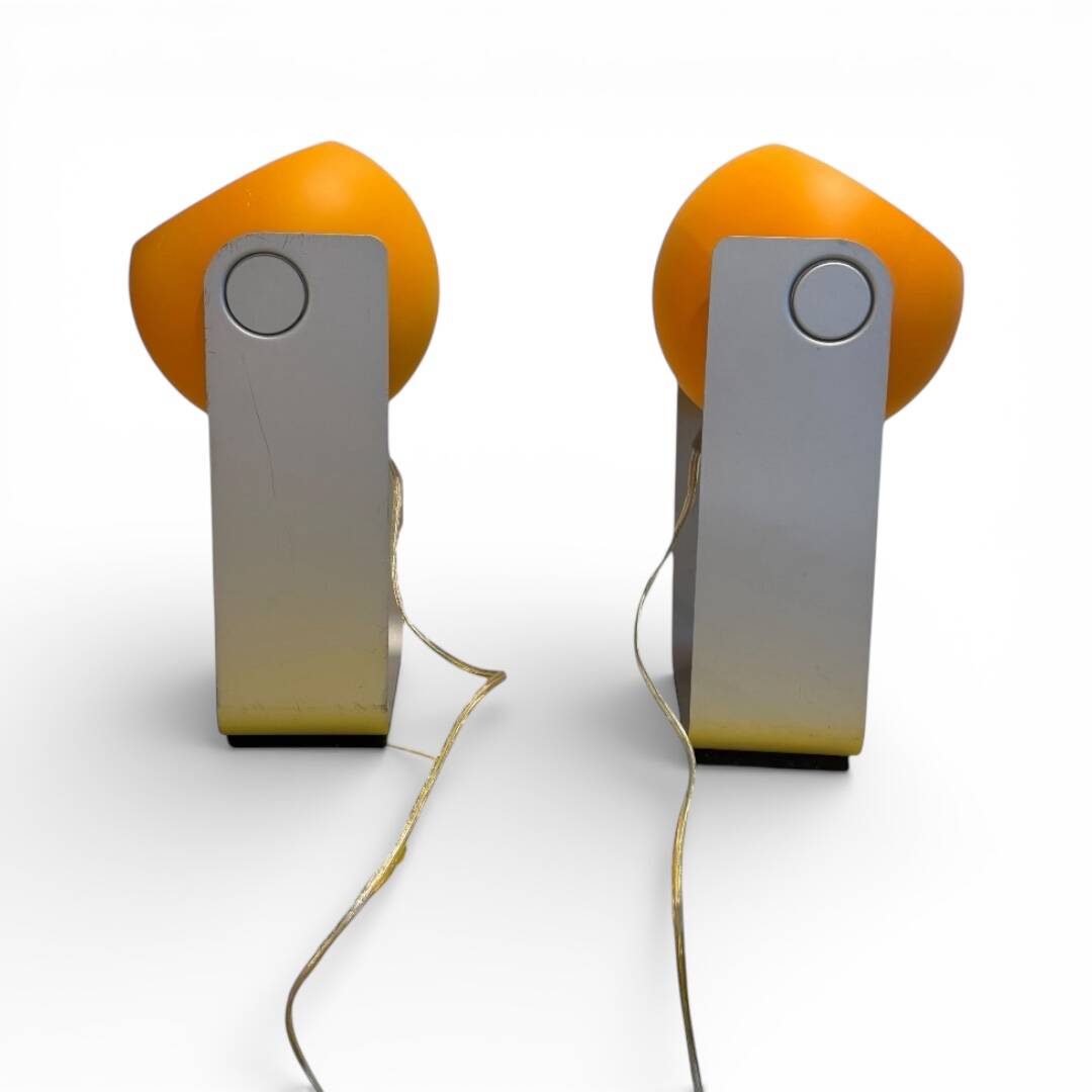 Pair of Space Age eyeball orange lamps by Massive Belgium