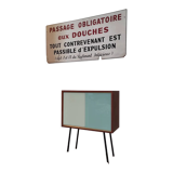 60s showcase on metal compass feet