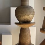 Natural solid mango side table (monoxyle) with conical legs.
