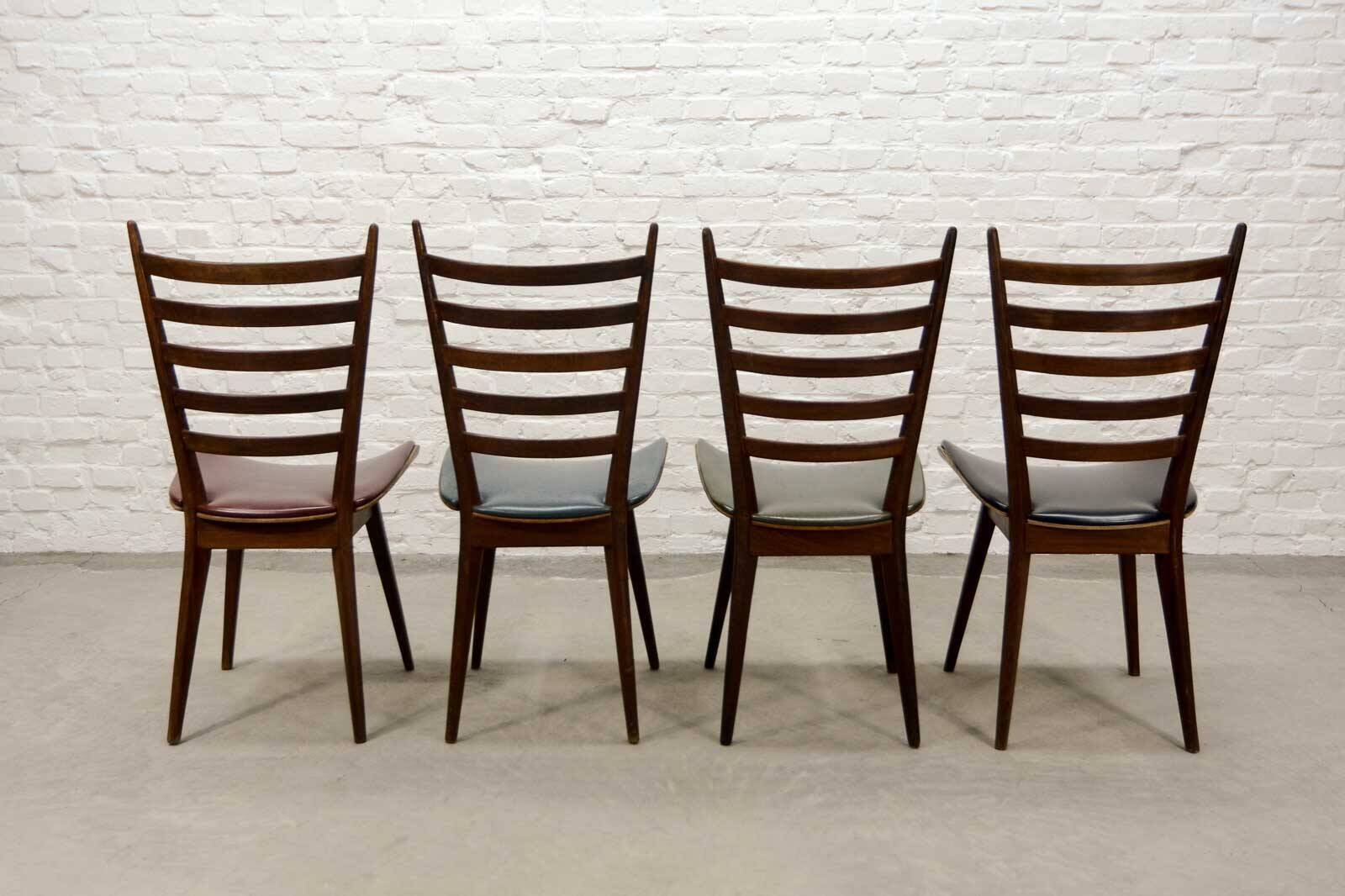 'Quattro Colori' Teak and Leatherette Dining Chairs