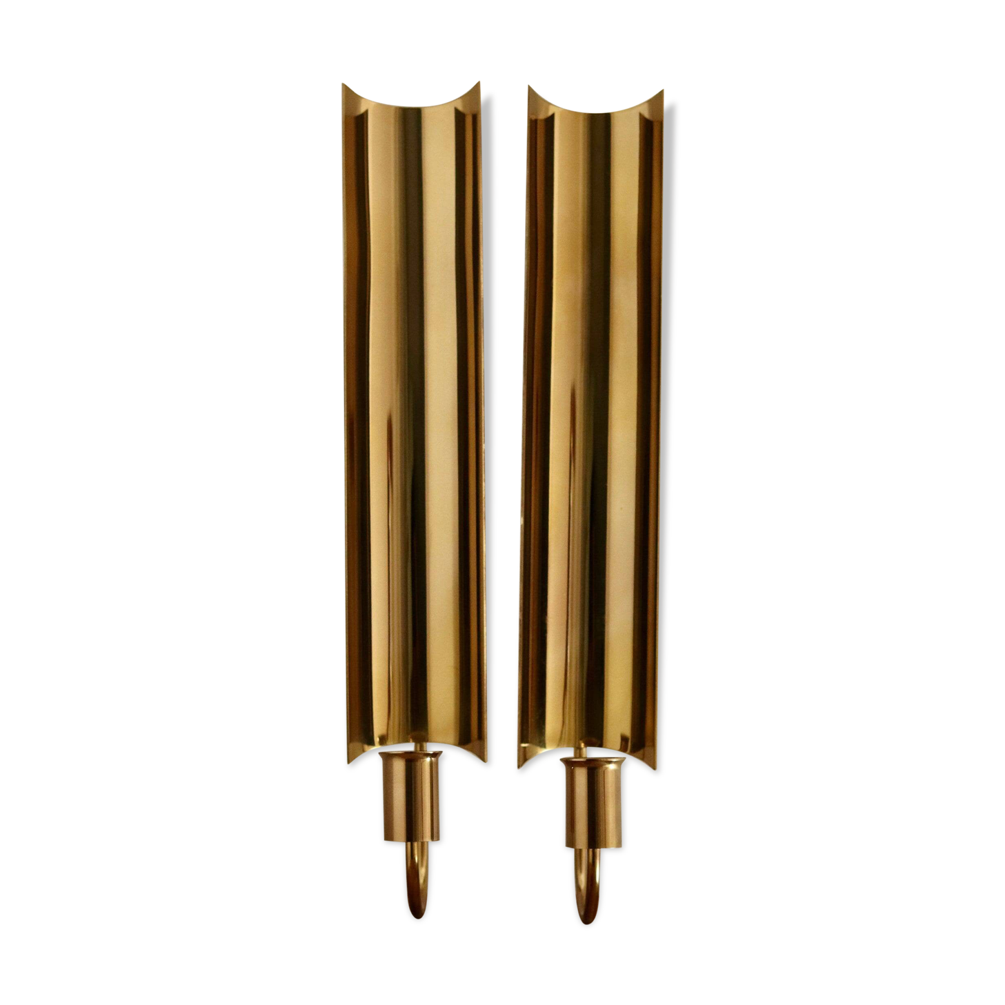 Pair of Swedish Brass sconces by Pierre Forsell for Skultuna " Reflex"