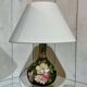 Blown glass lamp painted with a floral design, early 20th century.