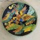 Large Vallauris dish in polychrome ceramic – parrot decoration – signed