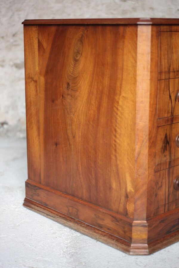 Bureau de ministre victorien XIXe, bureau à caissons anglais, meuble bois