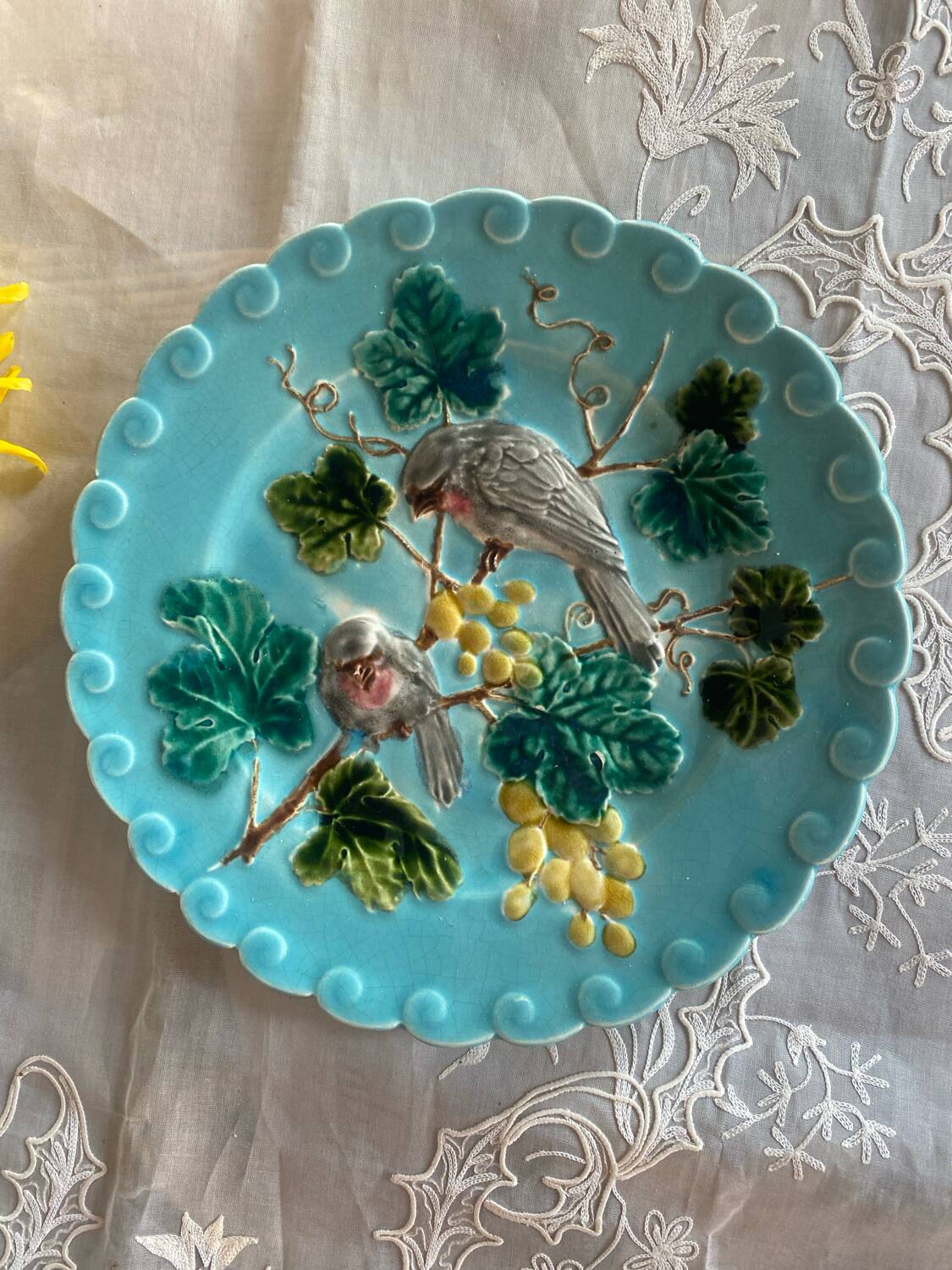 Set of 2 majolica plates from Sarreguemines.