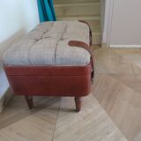 Unique-small vintage bench-ottoman-stool-colonial style - suitcase