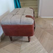 Unique-small vintage bench-ottoman-stool-colonial style - suitcase