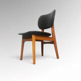Vintage armchair in skai and beech Danish style 1960s