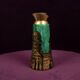 Aldo Tura Mod. 968D Hand-Decorated Green Goatskin Parchment Thermos Italy 1960