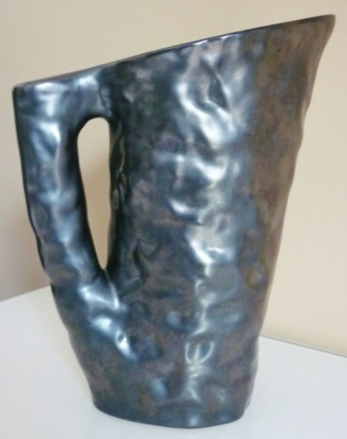 Glazed ceramic pitcher, design from the 50s/60s, signed "La Poterie Perigordine"