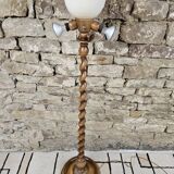 Art Deco turned wood floor lamp 1960