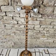 Lampadaire bois touné  Art Déco 1960