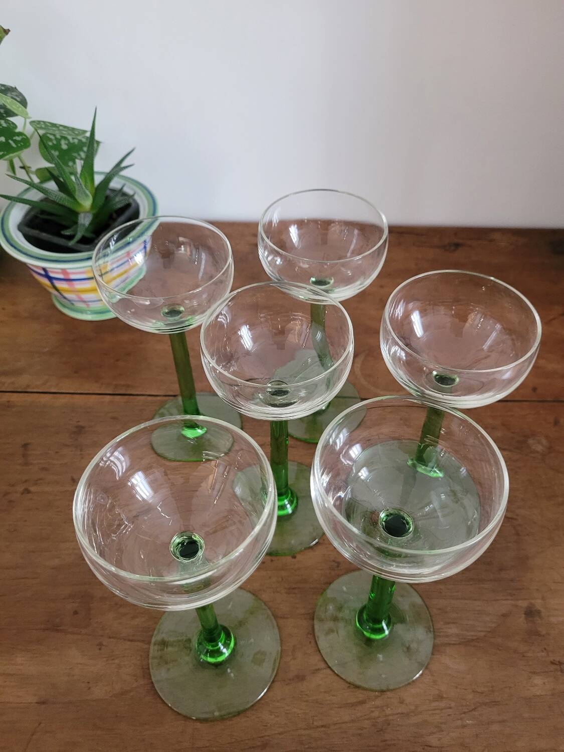 Set of 6 stemmed glasses for white wine from Alsace