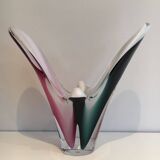 Multicoloured shell glass vase signed Flygsfors, 1956