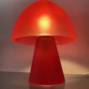 Lampe champignon vintage en verre rouge 