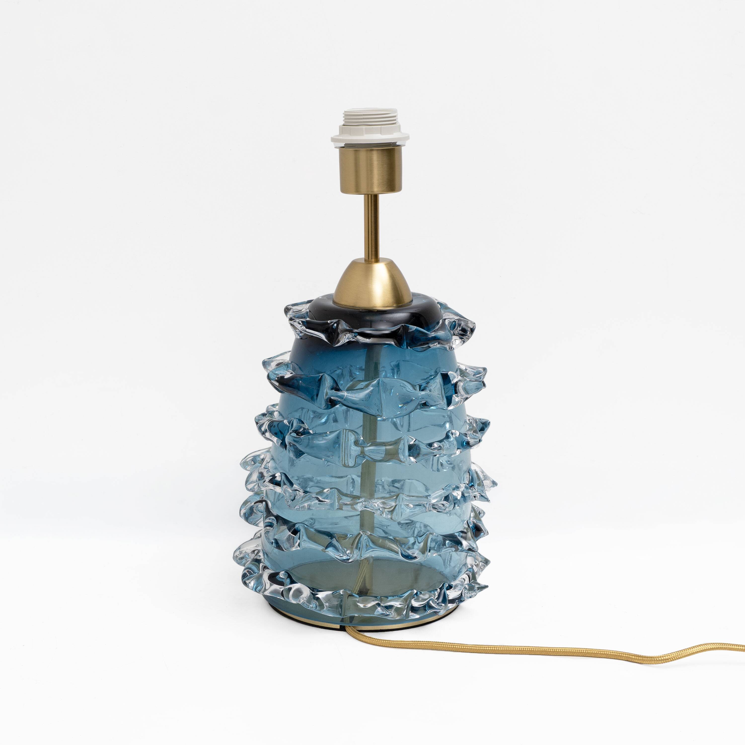 Pair of Blue Rostrato Murano Glass Table Lamps