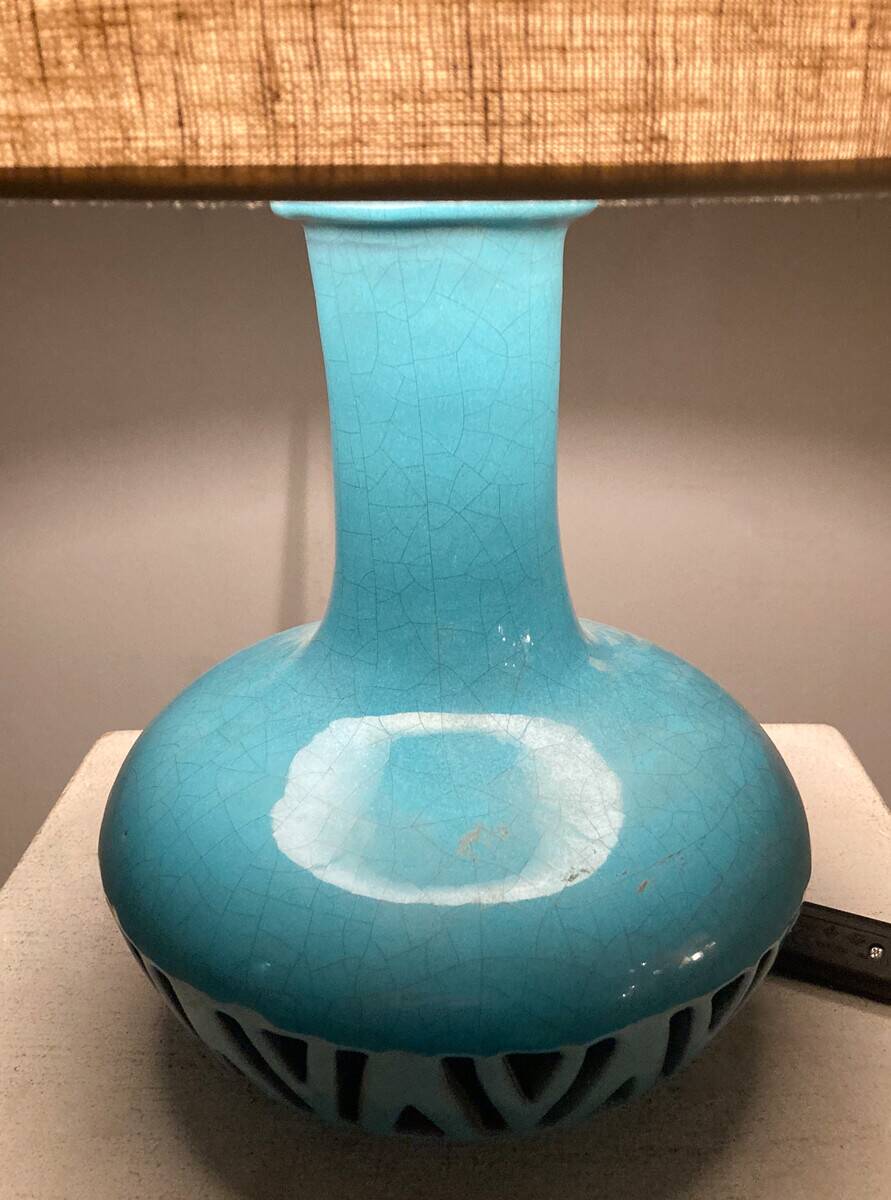 Mid-Century Blue Ceramic Table Lamp