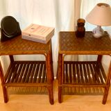 Pair of rattan bedside tables