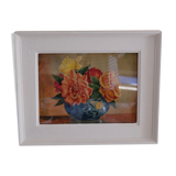 Tableau bouquet de fleurs,  aquarelle 1945, daté, signé et dédicacé